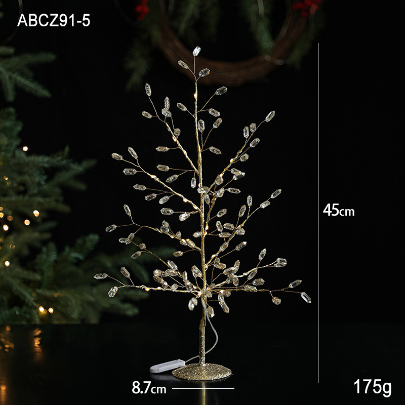 国境を越えたアクリル水晶クリスマスツリー藤条花輪飾り真珠挿し木ショーウインドーのデスクトップ装飾卸売り|undefined