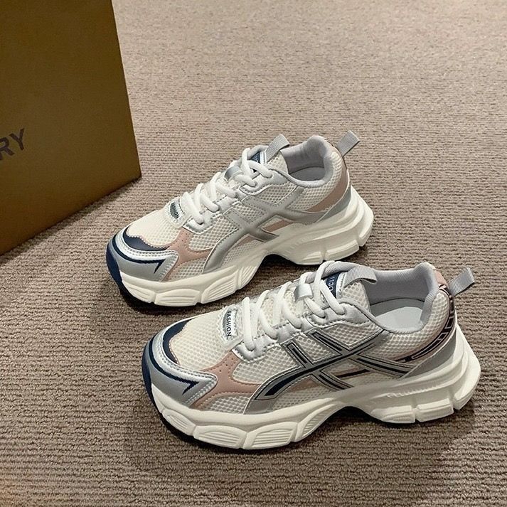 Thick-Soled Dad Shoes for Women 2025 Spring and Autumn New Versatile Lightweight Running Trendy Mesh Breathable Sports Shoes for Women