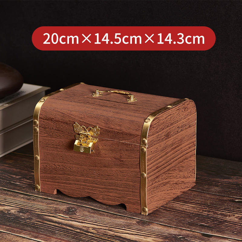 Alcancía de madera maciza para niños con cerradura, solo depósitos, sin retiradas, caja de ahorros de madera, gran capacidad, cofre del tesoro de moda en TikTok, transfronterizo.