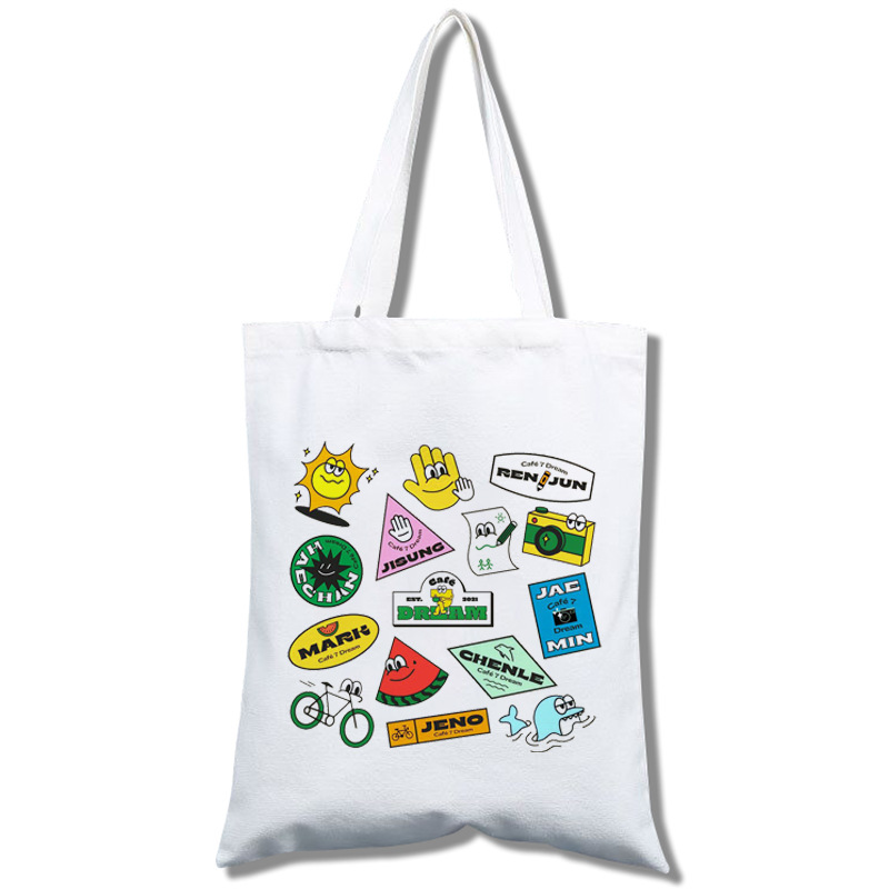 帆布袋女 Nct Dream卡通文艺大容量收纳袋 时尚单肩斜挎包帆布袋