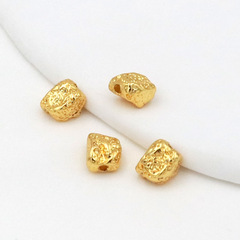 銅鍍18K真金麻點異形散珠14K金碎銀子石頭型隔珠DIY手鍊配件D87