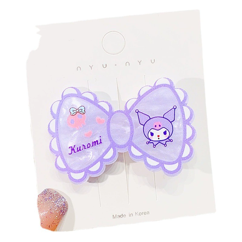 Милая заколка для волос с бантиком Sanrio, заколка для челки, детские аксессуары для волос, зажим в виде утконоса, японский студенческий зажим с одним словом