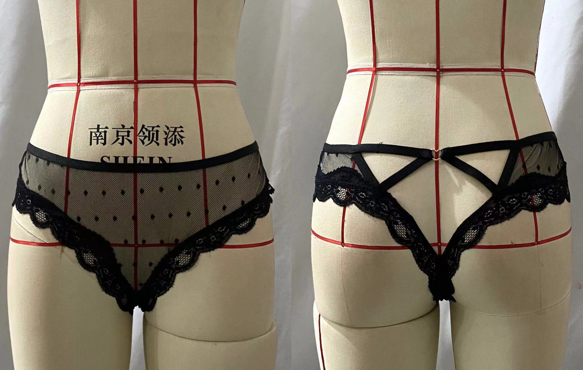 Thong Panties Style Panties Lingerie Type Polyester, Lace Fabric Type Stretchy Elasticity Women's Solid Color Low Waist Thong Panties