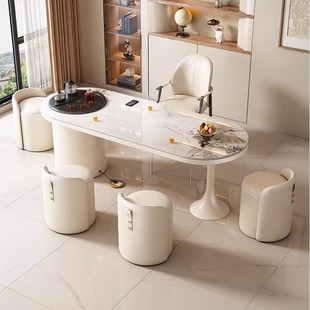 Modern Simple Slate Tea Table and Desk All-In-One Dual-Purpose Cream Style Office Negotiation Table Light Luxury Kung Fu Tea Table