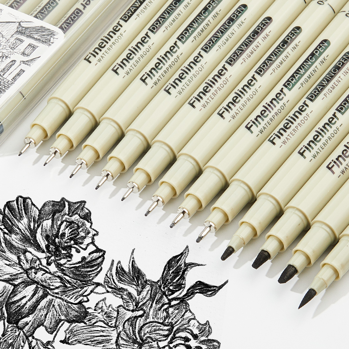 Cross-Border Popular Fine-Liner Multi-Specification Needle Tube Hook Line Pen Hand-Painted Comic Stroke Design Quick-Drying and Waterproof