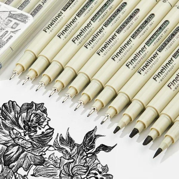 Cross-Border Popular Fine-Liner Multi-Specification Needle Tube Hook Line Pen Hand-Painted Comic Stroke Design Quick-Drying and Waterproof
