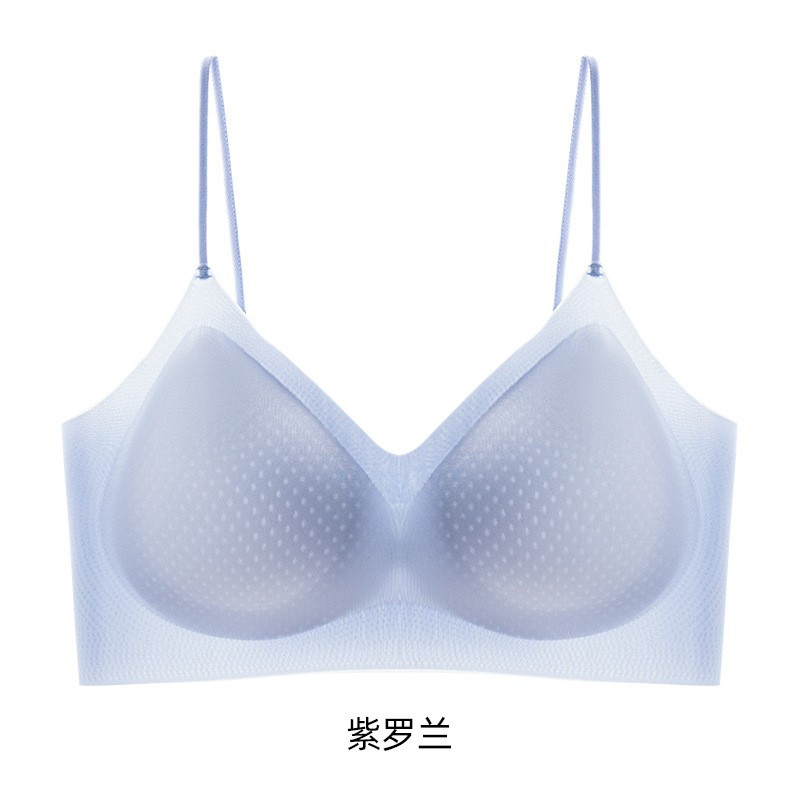Ropa interior de seda helada, sujetador femenino, estilo ultrafino de verano, sin aros de acero, sin costuras, tirantes deportivos, tirantes finos, transpirables