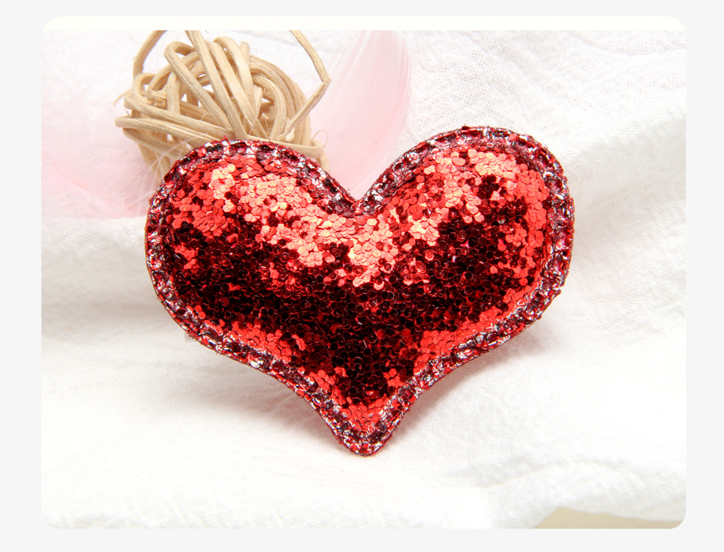 1 Piece Quantity Daily Occasion Cartoon Style Heart Shape Sequin Cloth Hair Clip 1 Piece