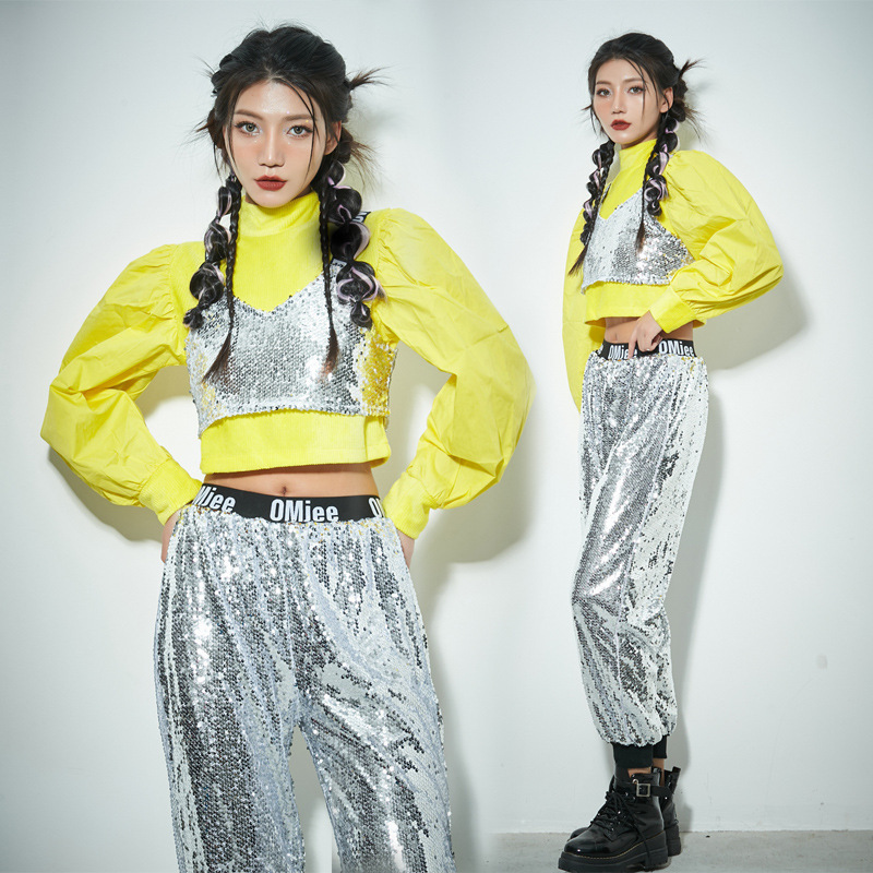 Street Dance Fashion Brand Jazz Dance Jazz Spice Girls Short Top Women's South Korea Women's Dance Sequins Coat Practice Clothes
