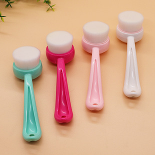 Factory Direct Sale Long Curved Handle Face Wash Brush Spoon Plastic Manual Facial Cleansing Beauty Brush Hot Sale Wholesale Deep Cleaning