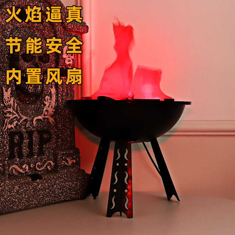 Luz de llama de simulación de Halloween estufa de fuego electrónica decoraciones retro casa embrujada boda hoguera accesorios luz de brasero electrónico