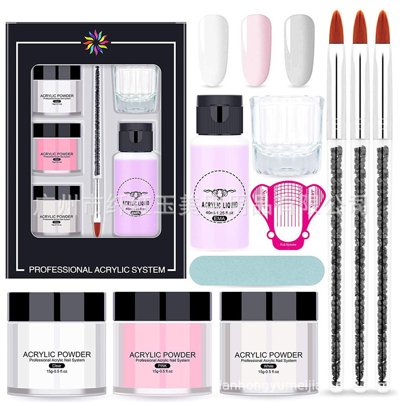 Nail Art Beginners Learn Nail Polish Extension Crystal Liquid Monomer Acrylic Powder Nail Art Tool Full Set Storage