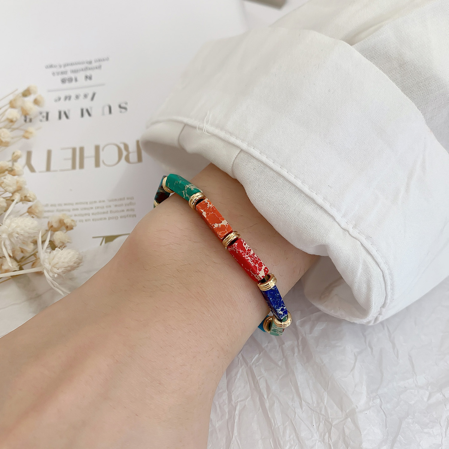 Fashion Geometric Mixed materials Knitting Bracelets