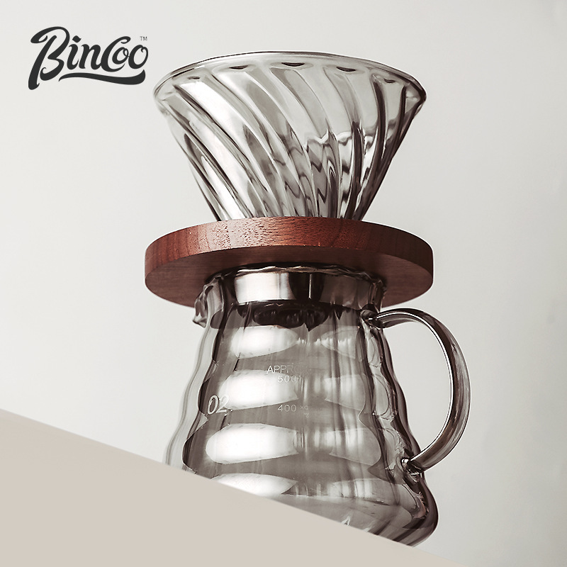 Bincoo Hand Brewing Coffee Pot Sharing Pot Glass v60 Filter Cup Drip Filter Bubble Filter Paper Hand Brewing Coffee Set