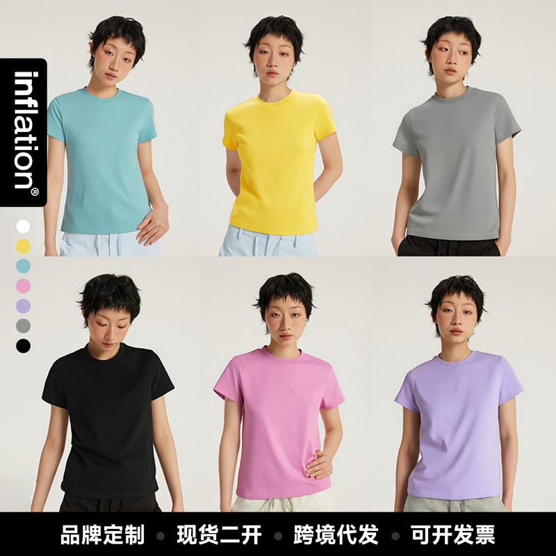 Jie Zhan Women's Clothing | 260g Macaron Heavyweight Trendy Brand T-Shirt 2026 Summer New Style Solona Loose Drop Shoulder Short Sleeves