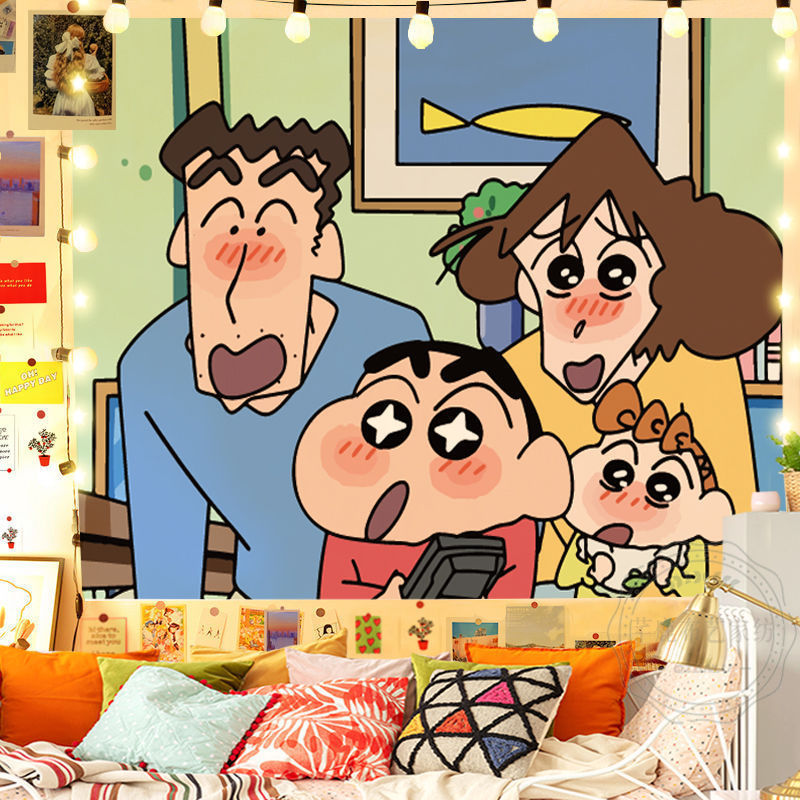 卡通蜡笔小新背景布挂布ins大号拍照可爱卡通墙布卧室宿舍改造布|undefined