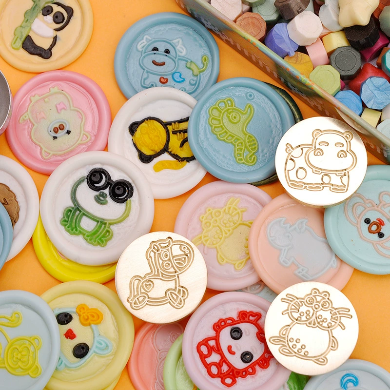 Круглый огонь Краска Печать одна голова милый мультфильм животное огонь Краска Печать ручной счет DIY декоративная печать одна голова