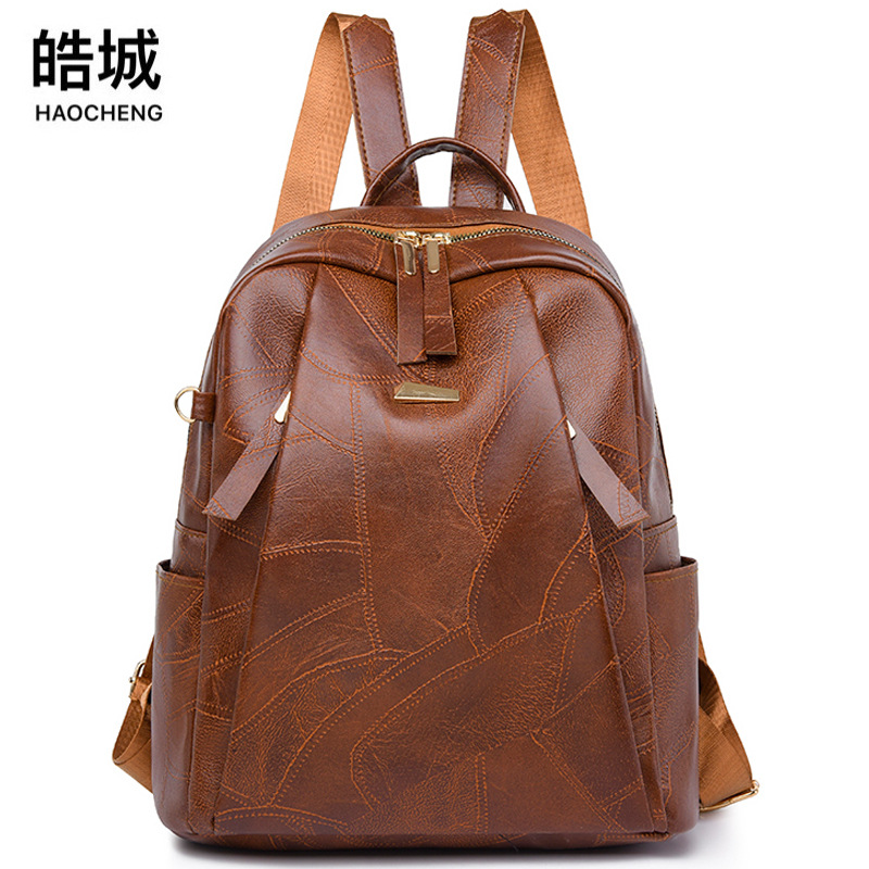 Bolso mujer 2024 nueva mochila de cuero suave para mujer casual retro de gran capacidad al aire libre mochila de viaje de viaje de moda