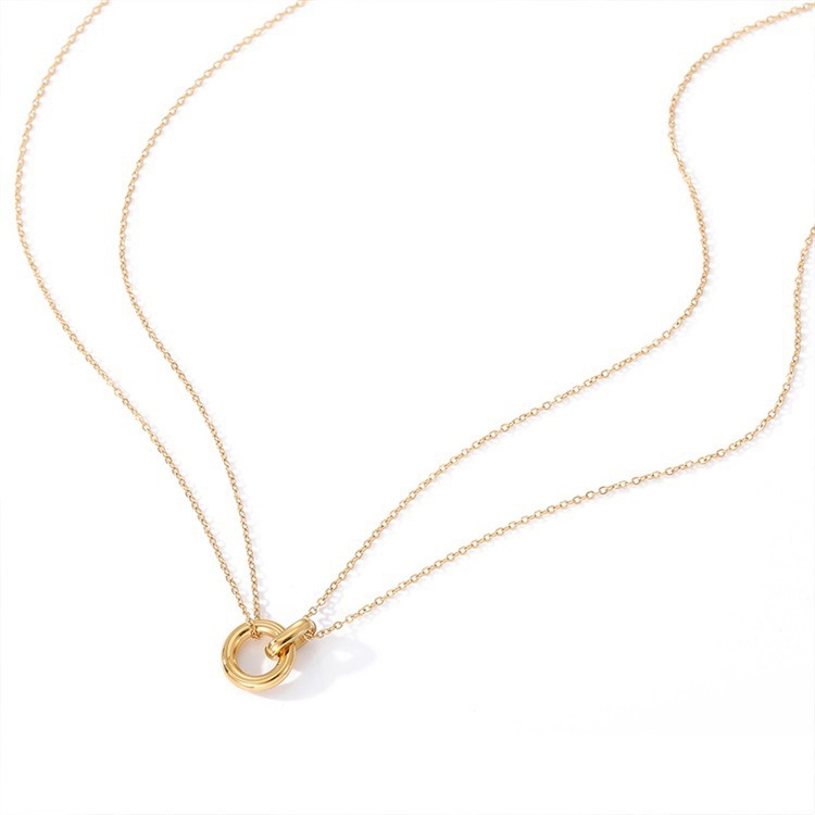 Simple Style Solid Color Stainless Steel Plating Gold Plated Layered Necklaces display picture 2