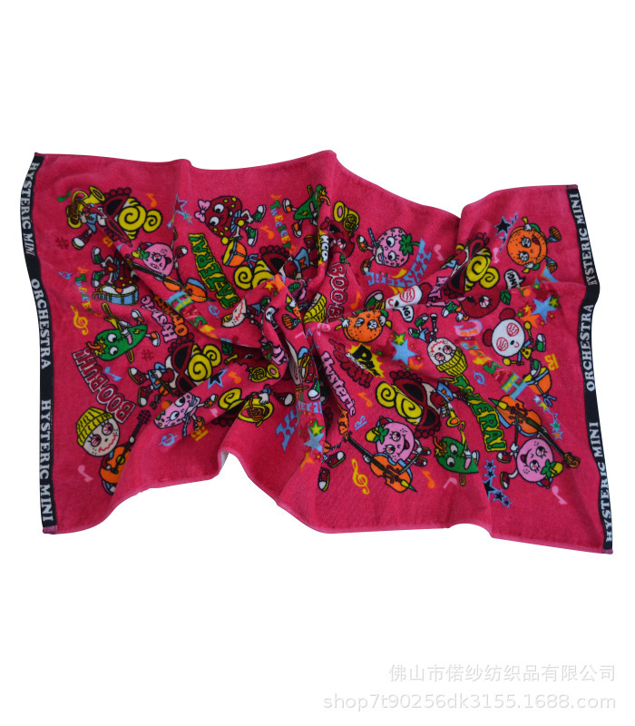 2022 New% cotton active printing retro full color printing children's funny novel cartoon pattern beach towel