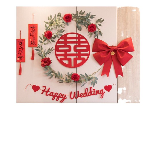 Wedding room layout set wedding decoration new house bedroom living room woman wedding paper flowers romantic happy word latte art ins