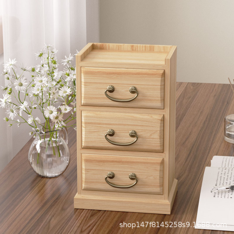 Solid Wood Jewelry Box Storage Box Drawer-Type Retro Jewelry Box Jewelry Box Wooden Storage Cabinet Desktop Organization Box