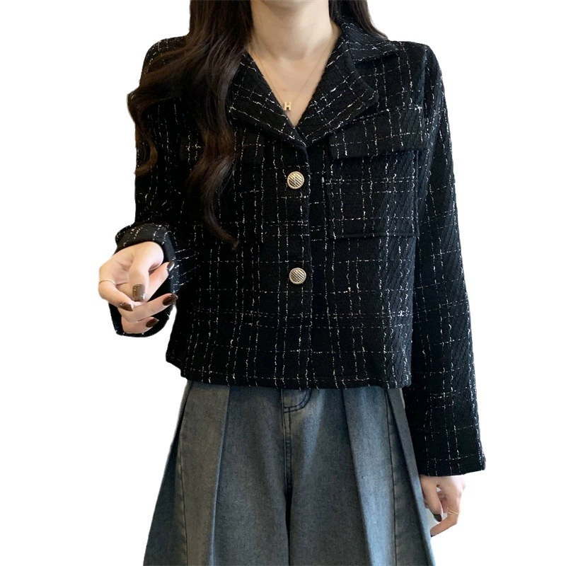 Короткая кофта с длинным рукавом, куртка, стиль Chanel, свободный прямой силуэт, обтягивающий силуэт