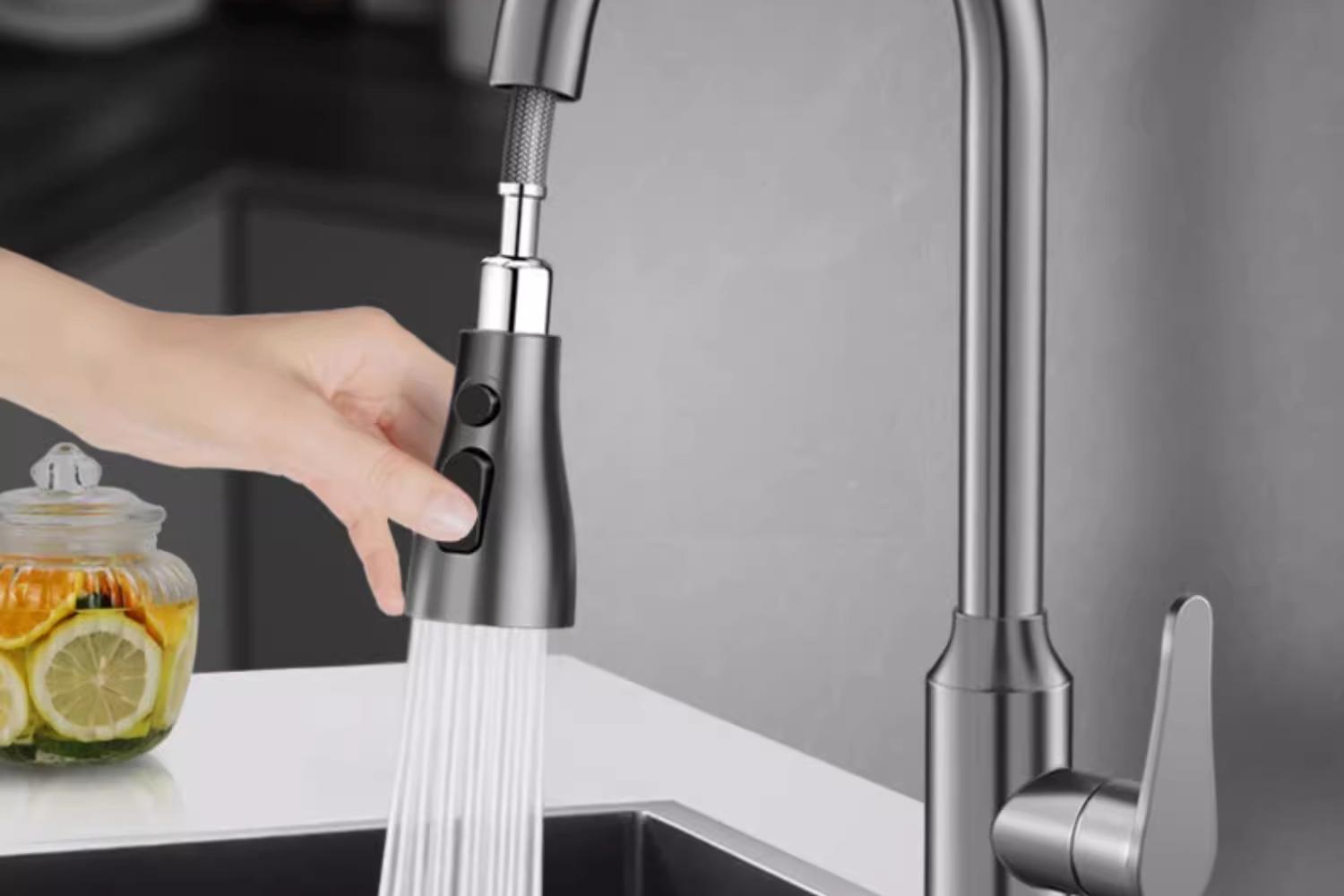 Kitchen faucet pull-out sink, kitchen sink, household cold and hot two-in-one pressurized splash-proof rotating room, all copper undefined