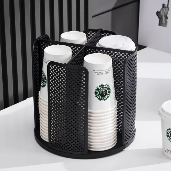 Multi-Scenario Rotating Cup Holder for Home and Office, Disposable Cup Dispenser, Paper Cup Storage Rack, Storage Shelf