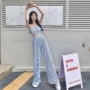 新款格子修身夏季阔腿裤