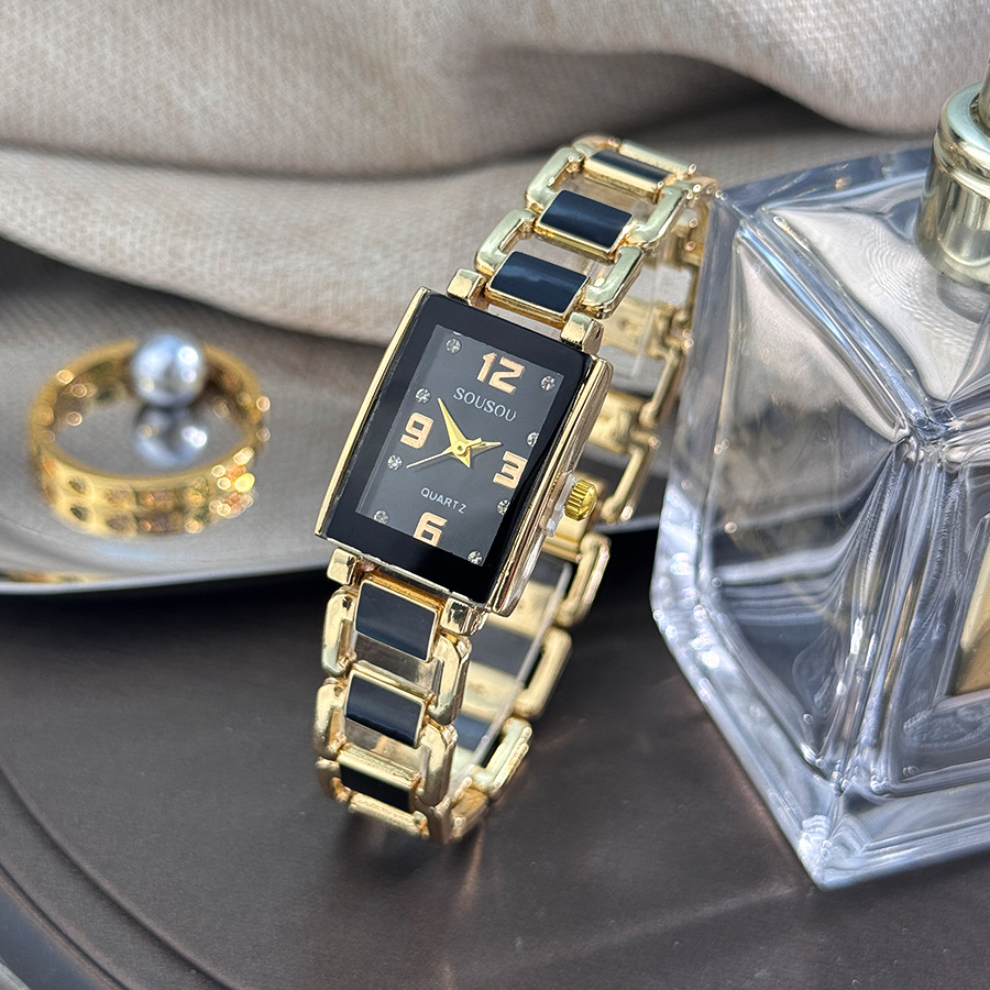 跨境情侣表方形腕表镶钻女表仿陶瓷石英手表方形欧美大牌石英表