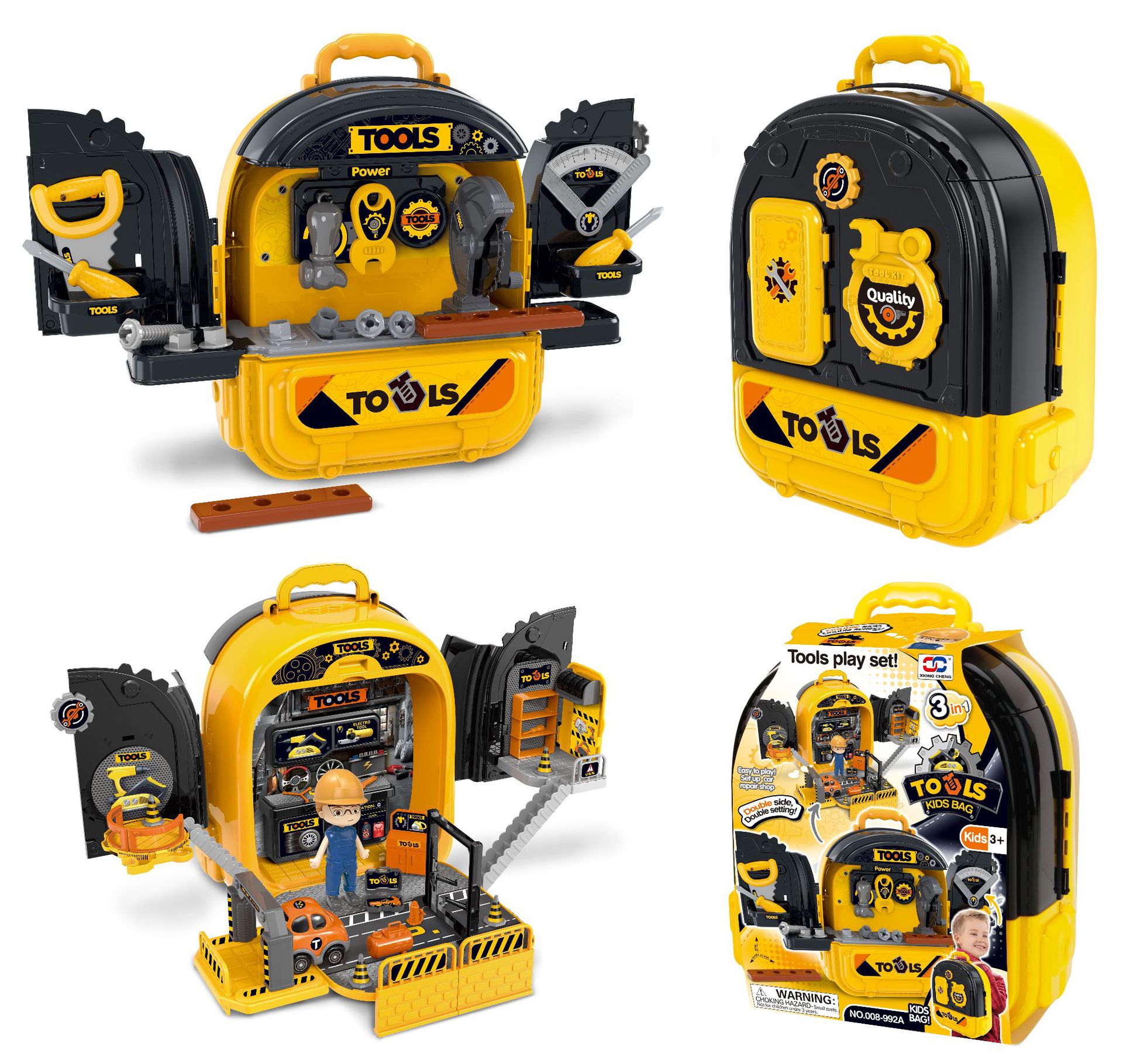 Cross-border New Products Children's Simulation Tools Play Toys 3 in 1 Tools Backpack Multifunctional Educational Toys