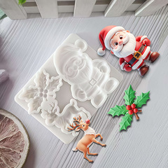 クロスボーダー新製品かわいいサンタクロースケーキデコレーションシリコンモールドクリスマスツリーチョコレートベーキングツール