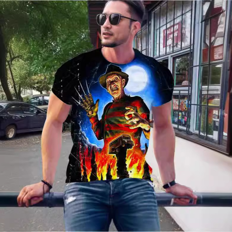 New 3D Printed T-Shirt Men Women Short Sleeve Scary Freddy Krueger…