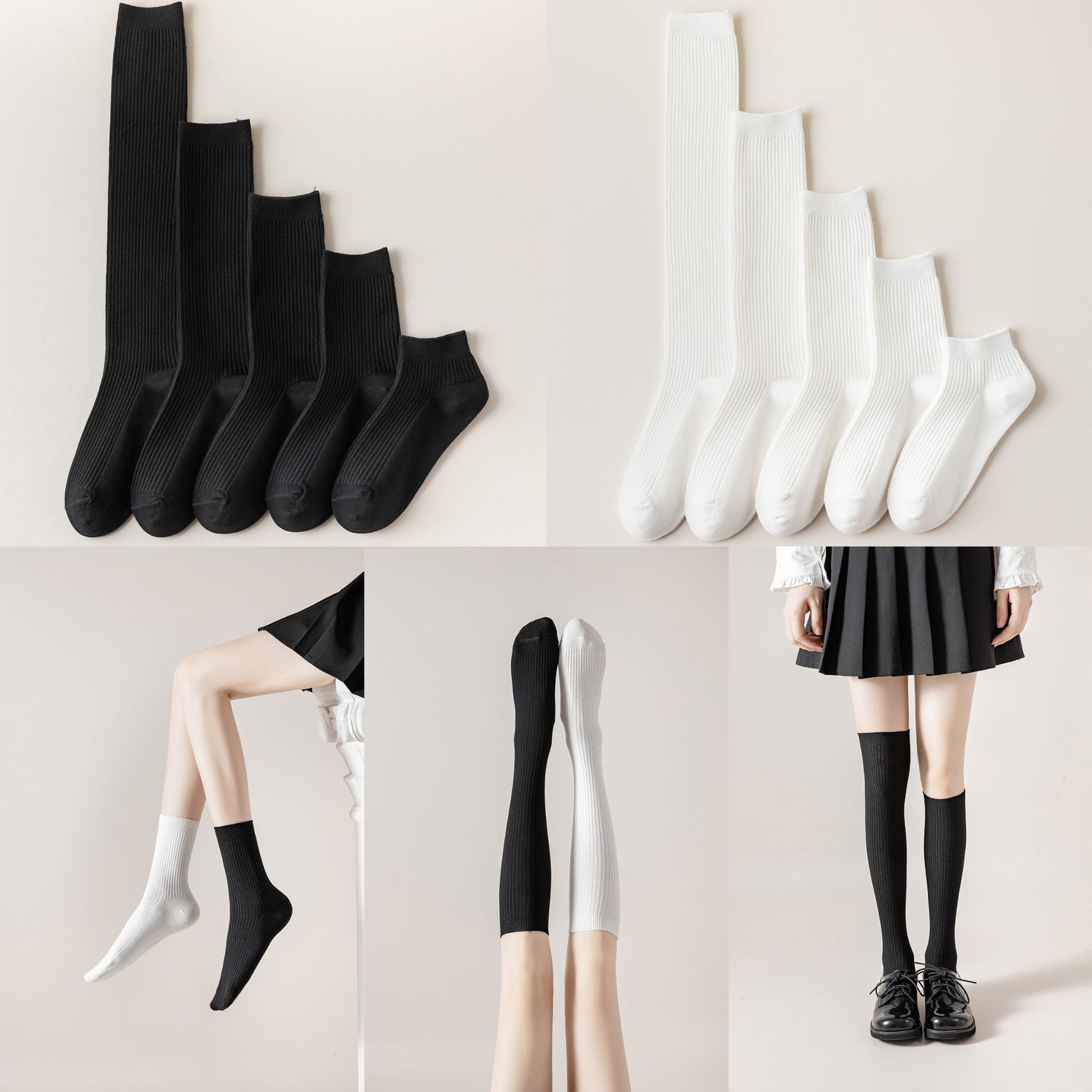 Summer black white socks