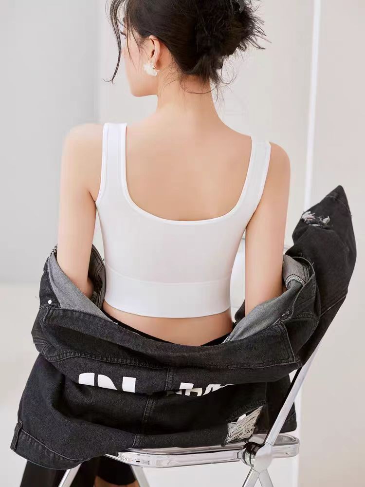 7761 chaleco de cinturón de cinturón de pecho almohadilla de hombro ancho correa de hombro exterior de camisa de punto dentro de una mujer pura simple hilo base