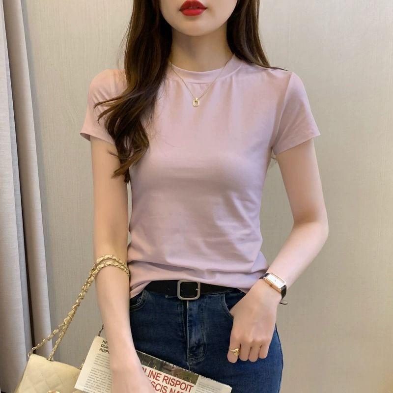 가죽 핑크 [작은 둥근 목 모달]]