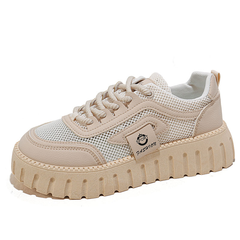 Zapatos de mujer de verano nuevos zapatos de red huecos transpirables para mujer, zapatos blancos de suela gruesa de todo fósforo de estilo coreano, zapatillas deportivas y de ocio, zapatos de moda image 6