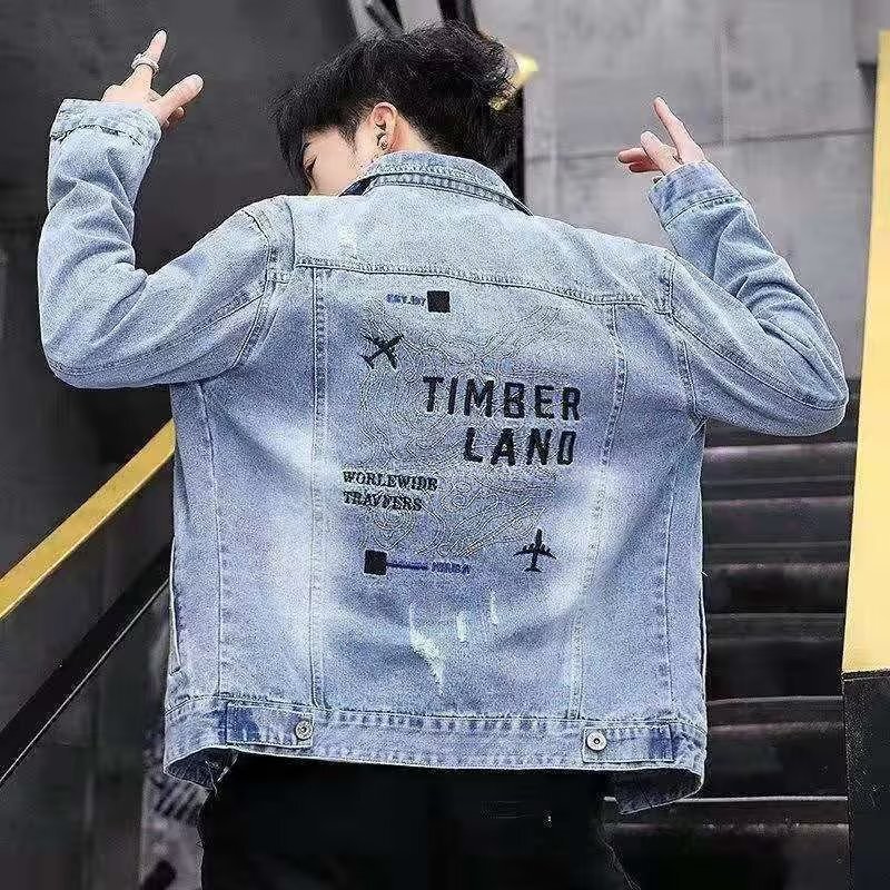 Denim Jacket Men's Spring and Autumn New All-match Handsome Casual Top Korean Style Fashionable Slim-fit Embroidered Jacket Denim Jacket Men's Spring and Autumn New All-match Handsome Casual Top Korean Style Fashionable Slim-fit Embroidered Jacket