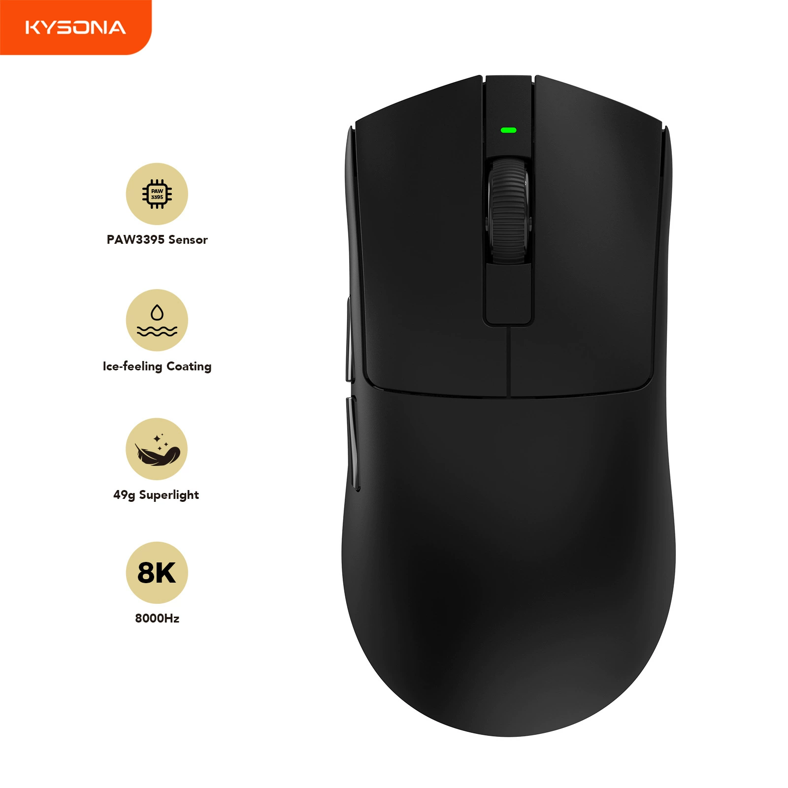 KYSONA Jupiter Pro игровая мышь PAW3395 сенсор беспроводная 8K возвратность/скорость бренд прямая доставка