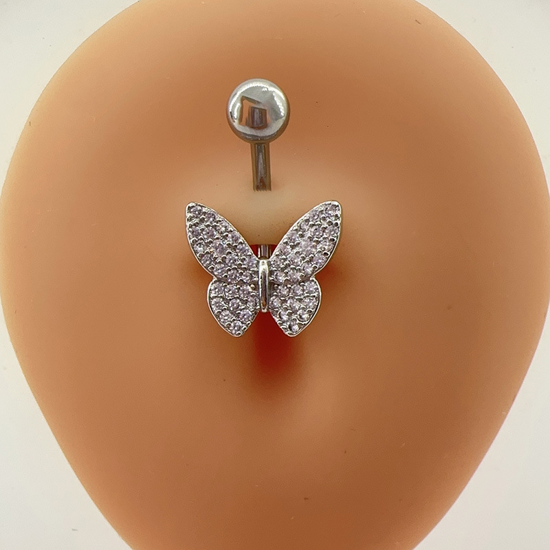 Piercing ombelico farfalla con zirconi e strass elegante_voghion.com