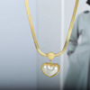 Necklace heart-shaped from pearl, brand fashionable universal chain for key bag , Japanese and Korean, light luxury style, simple and elegant design, does not fade