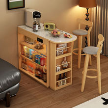 小户型家用沙发边柜多功能储物柜岛台日式岩板纹吧台桌可伸缩隔断