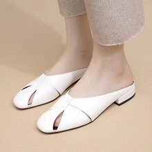 春夏季新款女鞋欧美简约前包后空半拖单鞋休闲晚晚风妈妈拖凉鞋