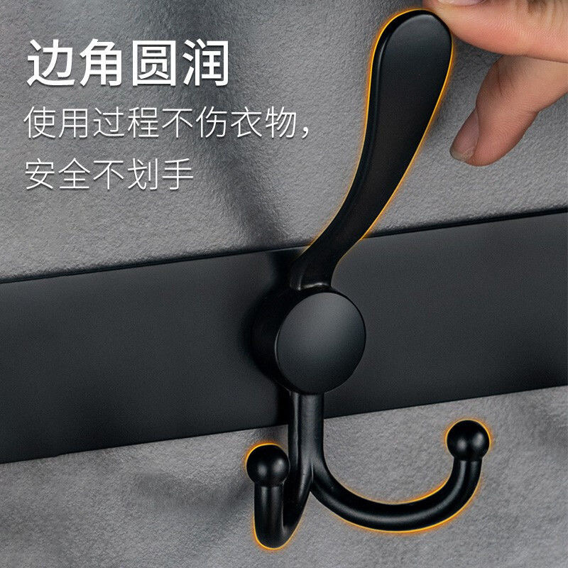 不锈钢挂衣钩门后衣服挂钩卫生间挂衣钩黑色排钩挂钩双钩衣帽钩-阿里巴巴