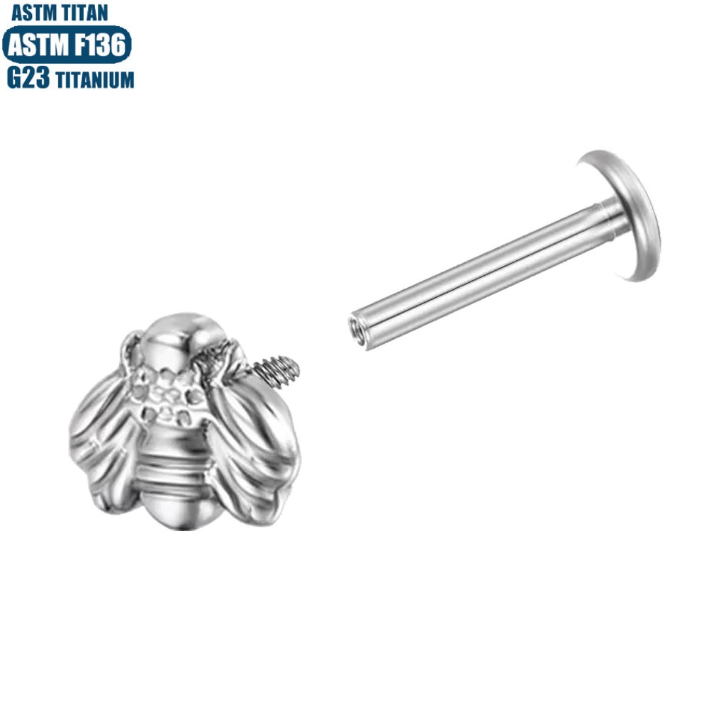 F136 Titanium Alloy Lip Ring Small Ear Nail Thread Inner Tooth Ear Bone Nail Tragus Piercing Earring Cartilage Ring Snake Lip Nail detail image 15