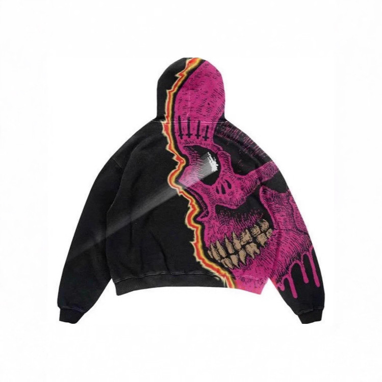 哥特风3D印花连帽卫衣男装街头时尚嘻哈原宿宽松休闲运动男士外套