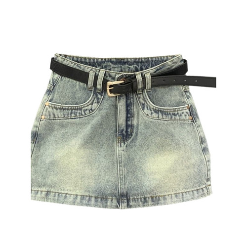 American Retro Hot Petite High-Waist Denim Short Skirt Women's Summer New Slimming Word Buttock Skirt Short Skirt