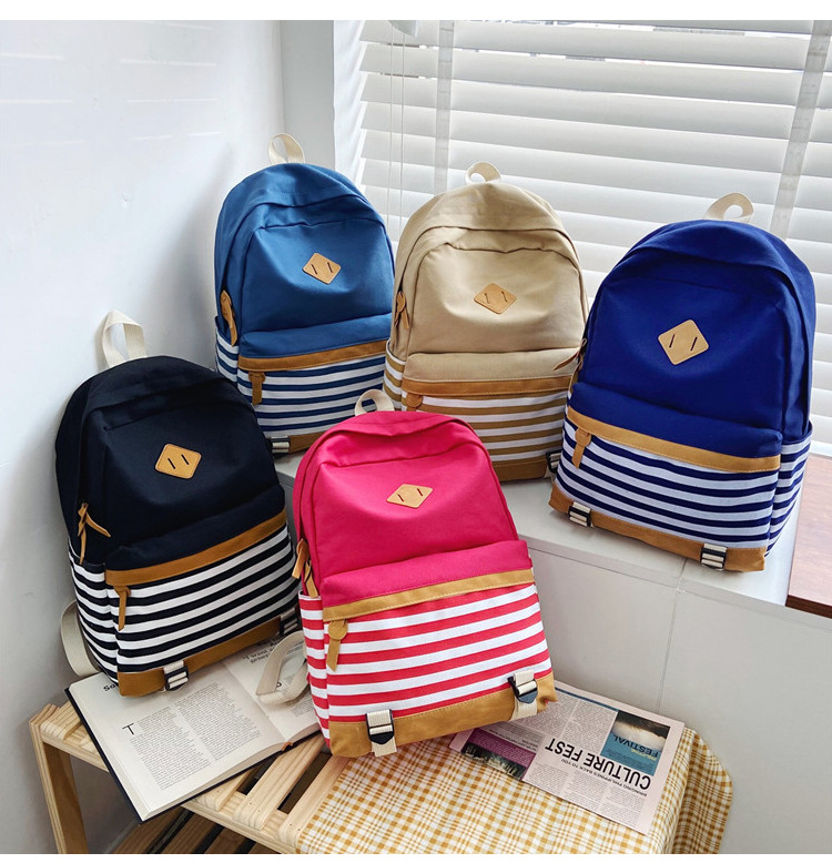 Stripes Large Capacity Fashion Canvas Backpack Wholesale Nihaojewelry display picture 2