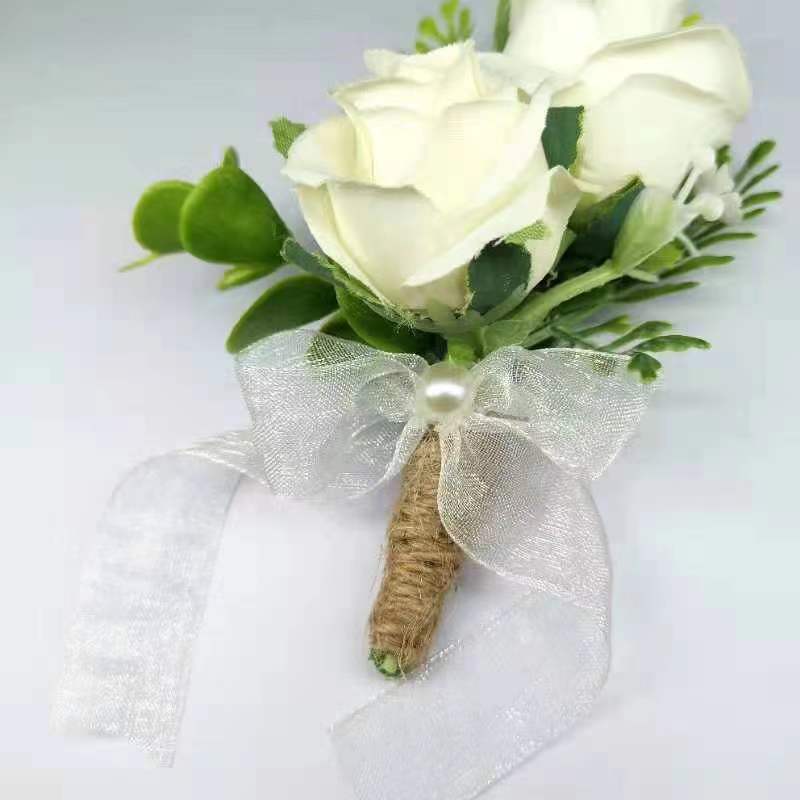 亞馬遜仿真結(jié)婚胸花歐式伴娘高檔婚禮伴郎迎賓嘉賓襟花熱銷胸花